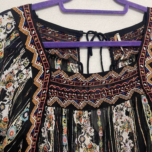 Free People boho Blouse top oversized tunic - Picture 4 of 6